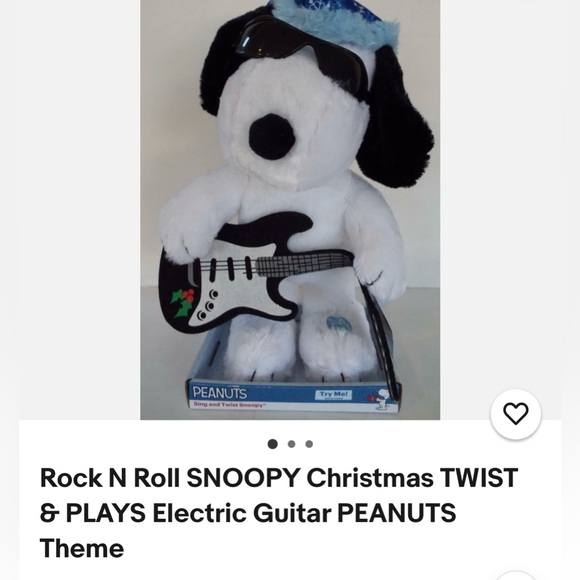 Peanuts Christmas Snoopy Plush with Guitar - He plays the Peanuts Song - Picture 4 of 4
